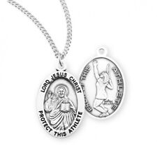 Sterling Silver Jesus Christ Protect This Tennis Athlete Female Medal 18 In picture
