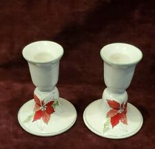 Block Spal Portugal Watercolors 2 Candle Holders Poinsettia Mary Lou Goertzen picture