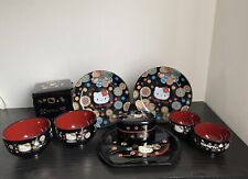 Sanrio 1976, 2000 Hello Kitty Black and Multi Ceramic Dinner Plate and Bundle ex picture