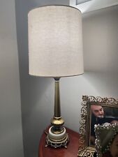 Vtg  Marble And Brass Lamp Baroque Rococo Art Nouveau Hollywood Regency No Shade picture