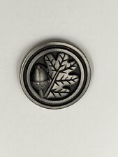 Vintage Oak Leaf Acorn Silver & Black Colored Lapel Pin Brooch picture