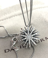 David Yurman 925 16mm Sterling Silver Diamonds Starburst Pendant Necklace picture