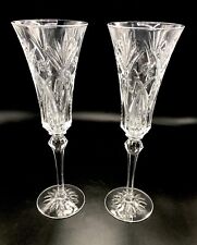 NEW VTG J.G. Durand Vincennes Cut Lead Crystal Champagne Flutes Glasses 10” picture