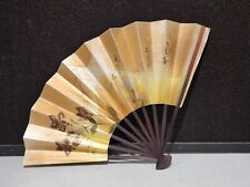 Vintage Mid Century Japan Airlines Advertising GOLDEN Folding Fan Made in Japan picture