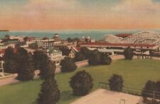 Roller Coaster Old Orchard Beach Maine c1940s Aerial View linen postcard D121 picture