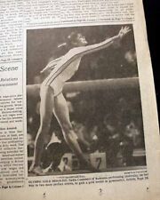 NADIA COMANECI Olympics Gymnastics Perfect Scores WINS GOLD MEDAL 1976 Newspaper picture