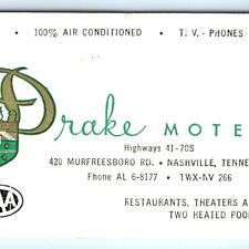 1960 Nashville, TN Drake Motel Business Card Calendar - 420 Murfreesboro Rd. C25 picture