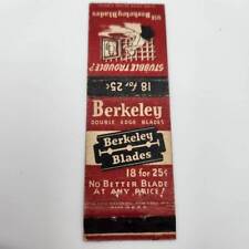 Vintage Matchcover Berkeley Double Edge Blades Shaving Advertising picture