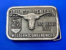 BCTGM Union Made Las Vegas Western Conference 1976 Vintage Longhorn Belt Buckle picture