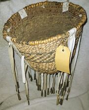 Vintage Mescalero Apache Burden Basket With Tin Jingles picture