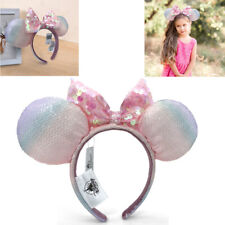 Rare Tokyo Disney/Resort Mickey Mouse Minnie Ears Rainbow Sequins-Bow Headband- picture