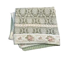 Laura Ashley Green Floral Cotttagecore Quilted Coverlet Reversible Queen picture