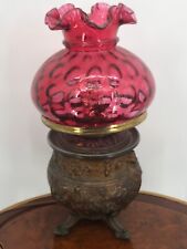 Antique Victorian Cranberry Gone With The Wind Lamp fenton? lg wright? picture