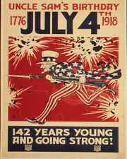 WW1 War Time Poster 8x10 Photo Uncle Sam's Birthday 1776-July 4th 1918 142 Years picture