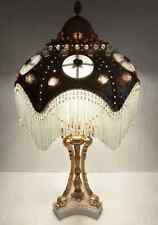 ANTIQUE LARGE 33´´ BEST GILDED BRONZE LAMP EMPIRE JEWELED GLASS FLOWERS FIGURAL picture
