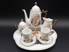 Childs Porcelain Religious Miniature Tea Set Madonna with Child Doll Set Gilded picture
