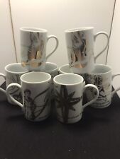 Set of 8 Vtg Christmas Mugs Prejecting 2500 LTD gold & white China  picture