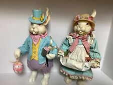 Vintage Clothique Mr and Mrs Bunny Rabbits Midwest of Cannon Falls Figurine picture