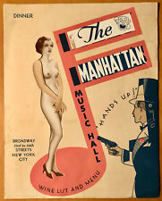 VINTAGE NY MENU  THE MANHATTAN MUSIC HALL Wine List & Menu DIE-CUT COVER RARE  picture