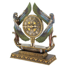 Hieroglyphic Numeral Double Winged Isis Goddess Egyptian Barge Desk Mantle Clock picture