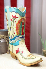 Rustic Western Colorful Our Lady Madonna Guadalupe Cowboy Boot Vase Figurine picture