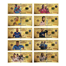 10 pieces World gold banknote messii football Stars Golden cards for fans picture
