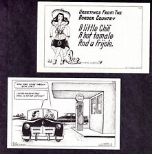Navajo American Indian Artist Signed Hoke Denetsosie 1949 2x Lot Comic PostCard picture