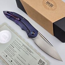 We Knife Makani Folding Knife Anodized Titanium Handles Flamed Ti Clip WE21048-2 picture