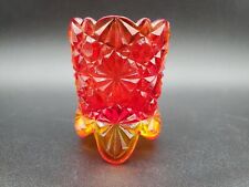 vintage LG Wright Daisy and button Amberina toothpick holder glass picture