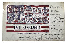 RARE 1906 UNCLE SAM'S FAMILY NO RACE SUICIDE HERE TEDDY Postcard A7 picture