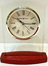 Vintage John Deere Howard Miller Mantel Glass and Wood Analog Clock 7 x 5.5 In picture
