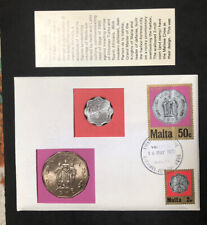 1972 #267 99 COMPANY FIRST DAY FIRST ISSUED MALTA 50 CENT & 2 MILLS WITH STAMPS picture