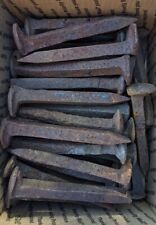 VINTAGE RAILROAD SPIKES Box of 50 medium carbon steel blacksmith forge knives picture