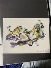 LENORA & THE LION ERBian Mike Hoffman Art Print SIGNED Very Good Condition picture