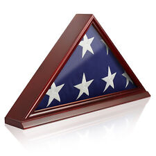 Burial Memorial Flag Display Case for 5' X 9' Folded, Solid Wood Cherry Finish picture