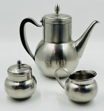 Vintage Oneida Stainless Steel 18/8 Tea Set with Creamer/Sugar Crafted in Japan picture