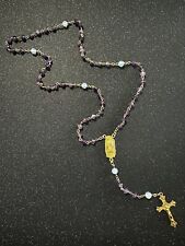 Authentic Handmade Catholic Rosary - Amethyst & Opal Gemstones picture