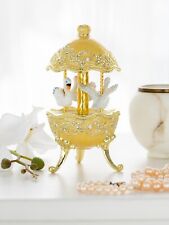Keren Kopal Yellow Carousel Egg & Royal Swans Decorated with Austrian Crystals picture