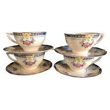 4 John Maddock and Sons England Teacups and Saucers Embossed Floral picture