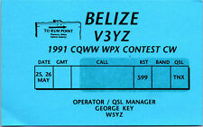Vtg Ham Radio CB Amateur QSL QSO Card Postcard BELIZE V3YZ 1991 picture