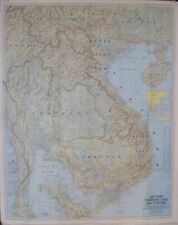 Large 1967 Map VIETNAM LAOS CAMBODIA THAILAND Khe Sanh Da Nang Saigon Hanoi Hue picture