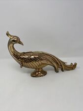 Vintage Syroco Peacock Figurine Resin Gold Mid Century Modern 12