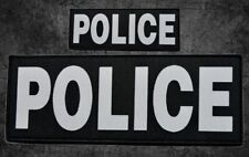 WOVEN POLICE FRONT PANEL LAW ENFORCEMENT LEO PATCH  |2PC SET HOOK BACK picture