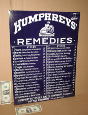 HUMPHREYS REMEDIES -BIG Tin Sign for Cabinet Door or Wall- OINTMENT 25 & 50 Cent picture