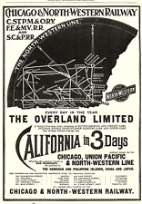1899 CHICAGO & NORTH-WESTERN RAILWAY OVERLAND LIMITED PRINT ADVERTISEMENT Z2120 picture
