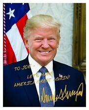 PERSONALIZED PRESIDENT DONALD TRUMP MESSAGE GOLD AUTOGRAPH 8X10 CUSTOM PHOTO picture