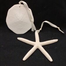 Vintage Real White Sand Dollar Starfish Ornament Christmas Hanging Holiday picture