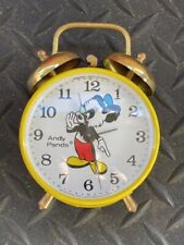 Vintage 1970's ANDY PANDY Yellow/Metal Wind-up Bell Alarm Clock -  picture