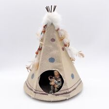 Vintage Detailed TeePee Native American Tent Canvas Model Feathers bead Handmade picture