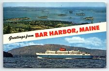 1960s BAR HARBOR MAINE GREETINGS PORCUPINE ISLANDS BLUENOSE POSTCARD P3449 picture